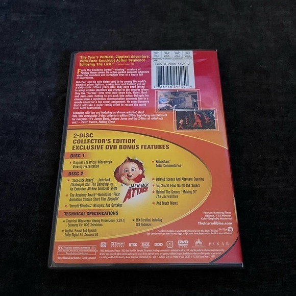 5/ $25  DISNEY'S Pixar The Incredibles 2-Disc Collector's Edition DVD - Picture 2 of 4